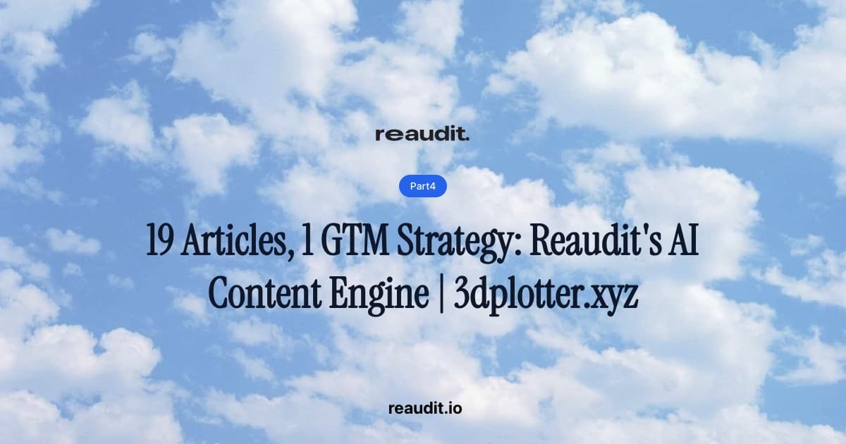 Part 4: 19 Articles, 1 GTM Strategy: How Reaudit's AI Content Engine Built 3dplotter's Content Moat